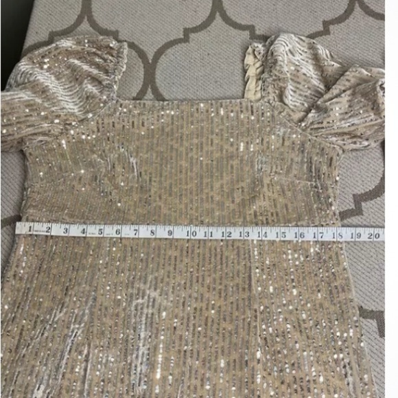 Julia Jordan Women's Ivory Sequin Fit & Flare Velvet Sheath Dress Size 14 - Picture 8 of 16